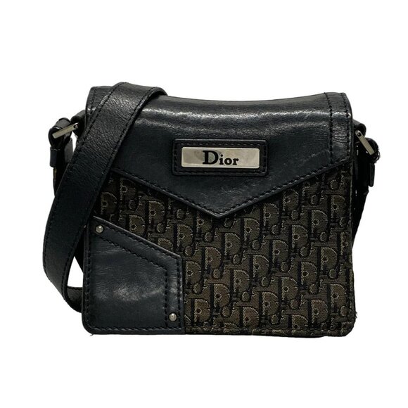 Auth DIOR/ChristianDior Street Chic/Trotter Black Jacquard Leather Shoulder Bag - Picture 1 of 16